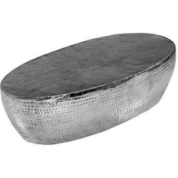 vidaXL Mesa Centro 100x50x28 cm Aluminio Martillado Plateado Decoración Salón