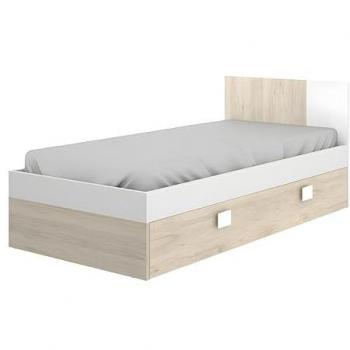 Cama nido SONIA 90 x 190 cm - Color natural y blanco - Tiroir reversible