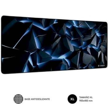 Alfombrilla Gaming XXL Subblim Blue Obsidian XL 900x400x3 mm - Superficie Micro-Texturizada HD, Base de Goma Antideslizante, Bordes Cosidos, Impermeable y Lav