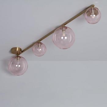 Lámpara de Techo Metal y Cristal Moonlight Rosa 4 Focos Decorativa