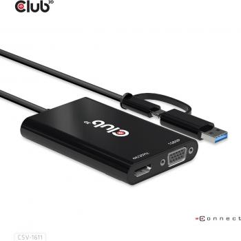 Adaptador USB Gen1 Type-C/-A a Dual HDMI™ (4K/30Hz) / VGA (1080/60Hz)
