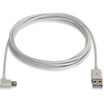 NanoCable 10.10.0502-W - Cable Lightning acodado a USB 2.0,  LIGHTNING/M-USB A/M, macho-macho, Blanco, 2mts