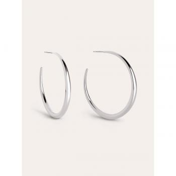 Pendientes Aro Slay de Acero con Acabado en Plateado y Cierre de Silicona - Joyas para Mujer