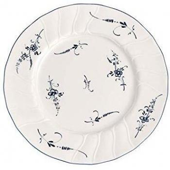Villeroy & Boch Old Lu x Embourg Dinner Plate, 26 cm, Premium Porcelain, White/Blue