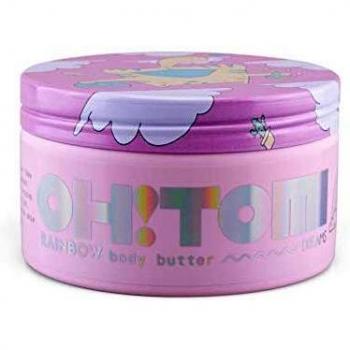 OH!TOMI Mantequilla Corporal para piel Seca con Aroma Arcoiris, Cuidado Corporal con Karité, Aceite de Aguacate y Granos de Cacao, Cosméticos Naturales, Mantequilla Corporal Hidratante, 200 g