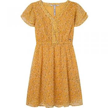 Vestido Floral Amarillo Holly con Mangas Voladas y Escote en Pico de Pepe Jeans, Talla 16A