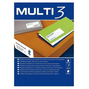 Multi3 Pack de 7.000 Etiquetas Blancas Cantos Rectos Tamaño 105.0x40.0mm con Adhesivo Permanente para Multiples Usos