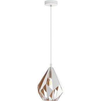 Lámpara Colgante Vintage Eglo Carlton 1 Blanco-Dorado Ø 20,5cm