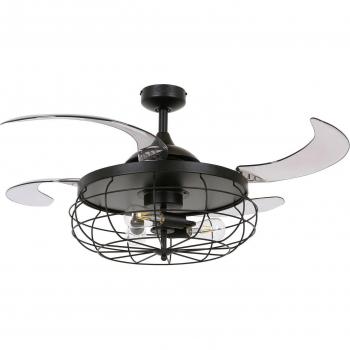 Ventilador de techo Fanaway Industri Negro 122 cm con luz, silencioso y diseño moderno
