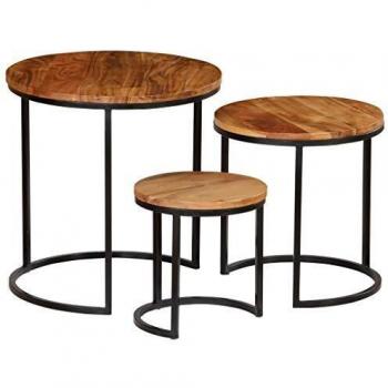 Acacia Wood 3-Piece Coffee Table Set