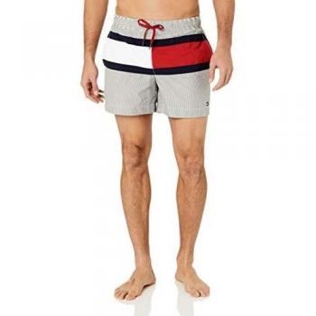 Tommy Hilfiger Core Flag Ithaca - Pantalones cortos de natación con cordón medio, color azul marino Ithaca