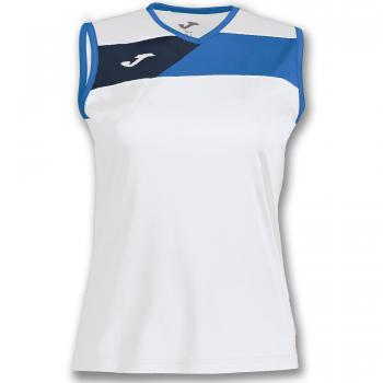 Joma Camiseta Crew II Blanco-Royal S/M Mujer - Camiseta técnica sin Manga, Mujer, Blanco -