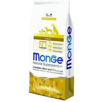 Monge - Pienso para Perros con Sabor a Pollo, arroz y Patatas, Apto para Todas Las Razas, 12 kg