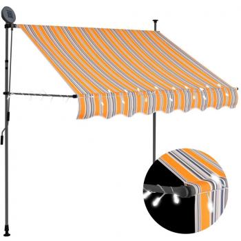 vidaXL Manual Retractable Awning with LED 200 cm Yellow and Blue