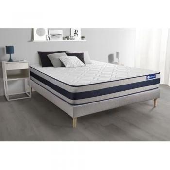 Somier gris Actisom + Colchón de látex y espuma viscoelástica 120 x 210 cm, 5 zonas de confort