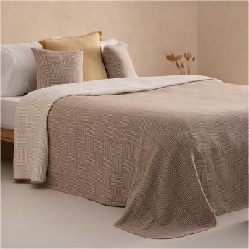 Colcha jacquard reversible Zanzi - Diseño geométrico a cuadros y rayas