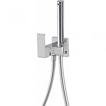 Tres Griferia - Monomando Empotrar Para Bidé Wc Soporte Derecha O Izquierda, Cambiable. Ducha De Latón Con Racord Limitador 5 L/M. Antigoteo Y Flexo Satin. * Opción Para Paredes De Pladur