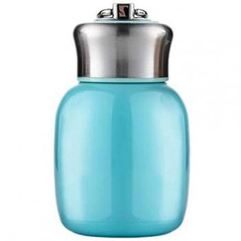 Termo pequeño, 200 ml, mini frascos al vacío, botella de agua aislada al vacío, sin fugas, zumo de leche al vacío, botella de agua caliente y fría, regalo para niñas, niños y adultos, color azul