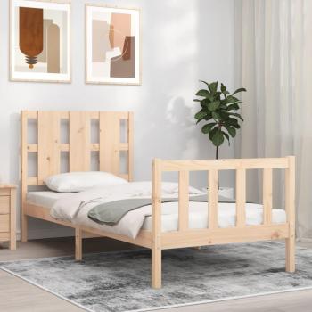 Estructura de Cama Individual sin Colchón 100x200 cm en Madera Maciza de Pino con Cabecero