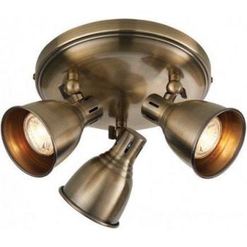 Foco LED de 3 luces Endon Westbury con placa de latón antiguo, tipo GU10