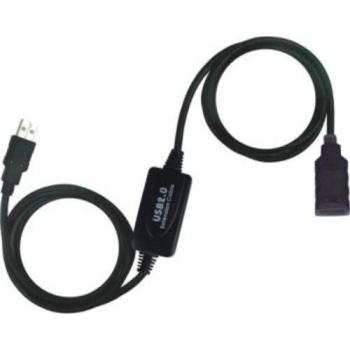 Cable Extensor USB 2.0 Activo 10m - Repetidor A/M-A/F - Negro