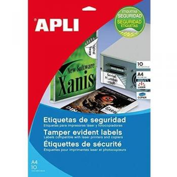 APLI 11271 - Etiquetas blancas de seguridad Ø 40,0 mm 10 hojas