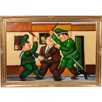 Galletas óleo sobre lienzo pintado a mano con bastidor de madera acabado en pan de oro 205x3x144 cm