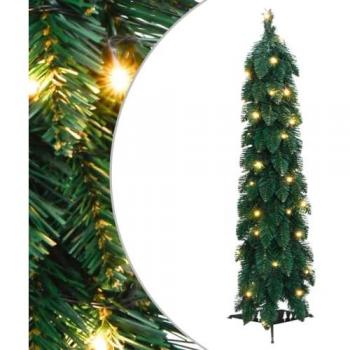 Árbol de Navidad Artificial Iluminado con 30 LED, Nieve Flocada, Decoración de 60 cm, Color Blanco y Verde