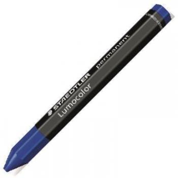 Staedtler Lumocolor Omnigraph 236 Crayón de Cera Permanente Azul, Resistente al Agua, Hexagonal, Diámetro 12mm, Caja de 12 Unidades