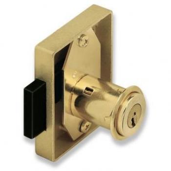 Cerradura para Mueble Urko 23-R con Bombillo de 20mm Largo Latonado