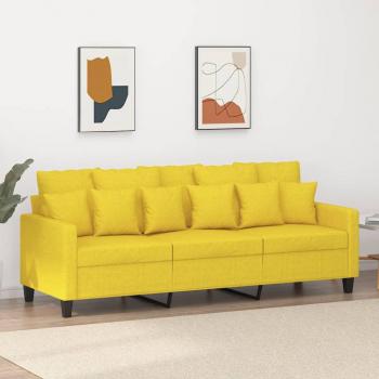 Sofá de 3 plazas en tela amarillo claro de 180 cm