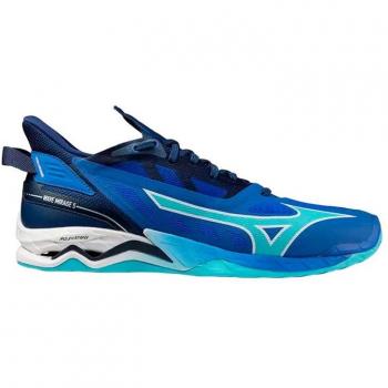 Zapatillas de balonmano Mizuno Wave Mirage 5 Azul - Zapatillas de interior, tecnología Wave para amortiguación y estabilidad, diseño ligero y transpirable, suela de goma para tracción en superficies interiores