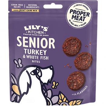 Lily's Kitchen Dog Golosinas para Perros Mayores de Pavo y Pescado Blanco 8 x 70g