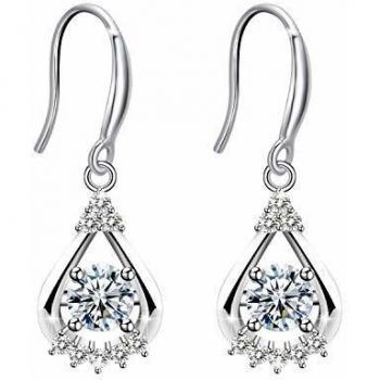 Amilril Pendientes Mujer, Plata de Ley 925 Mujer Moda Joyería Circonita Cúbica, con diseño en forma de lágrima, Regalo para Madre