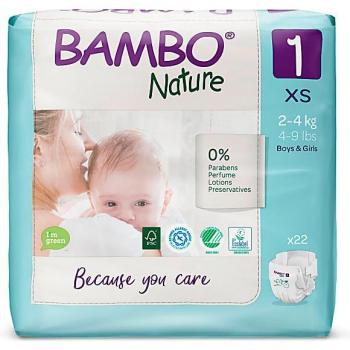 Pañales Ecológicos Bambo Nature Talla 1 (22 unidades) - Para recién nacidos, 2-4 kg