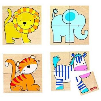 Puzzle y Memo de Madera - Animales Salvajes - 20 Piezas