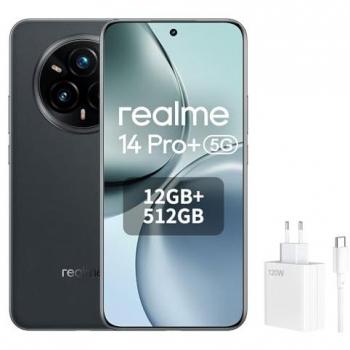 Smartphone Realme 14 Pro+ 5G Suede Gris, 6.83 AMOLED, 12GB RAM, 512GB ROM, Doble SIM, Batería de 6000mAh