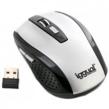 Iggual PSI09100 - Ratón inalámbrico, 2.4 GHz, 1200 dpi, scroll + 3 botones, color plata