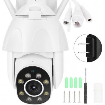 Cámara Domo Inalámbrica WiFi 1080P Impermeable para Exteriores con 8 Luces y Sistema de Vigilancia 110-240V