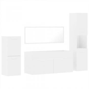 Juego de muebles de baño 4 piezas madera contrachapada blanca