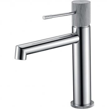 Grifo Monomando de Lavabo Line Cromado Ahorro de Agua Mezclador para Agua Fría y Caliente, Diseño para Encimera