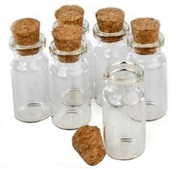 'Pequeño Mini Copas de cristal con corcho Tope - Tamaño: 1 - 1/2 de alto x 3/4 pulgadas diámetro 24pcs