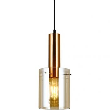 Lámpara colgante moderna Sardo Italux de latón 1 luz con pantalla ámbar, E27