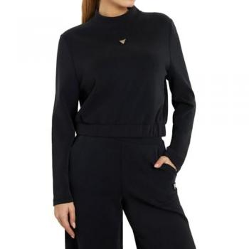 Guess Olympe Women's Black Activewear Sweatshirt with Stand Collar - Size XS