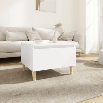 Mesa auxiliar de madera contrachapada blanca 50x46x35 cm