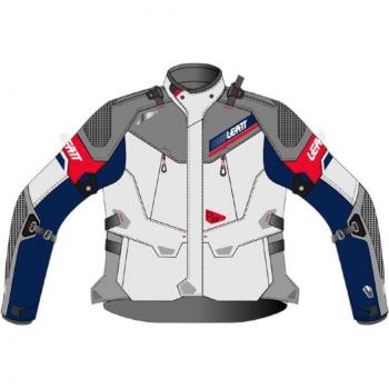 Leatt Chaqueta Adv Dritour 7.5 Impermeable para Motocicletas Blanco, Gris, Rojo y Azul (L)