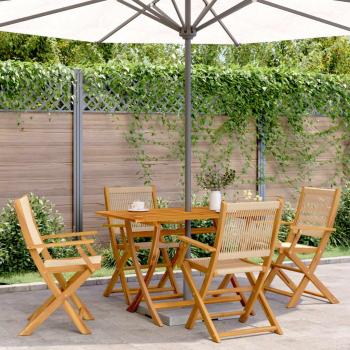 Sillas de jardín plegables 4 piezas de madera de acacia maciza beige