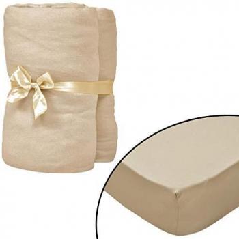 vidaXL 2x Sábanas Bajeras de Cama Agua 150x200 cm Beige Cobija Cubrecama Manta