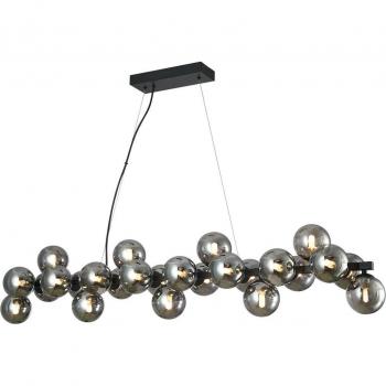 Lámpara colgante Naelen de Lucande, moderna, negro/gris, 125 cm, cristal, G9