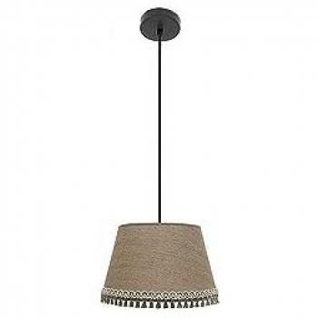 Colgante Moderno Ada 1xe27 Negro/Arena con Pasamanería de Flecos - Diseño Elegante Regx35x35 Cm
